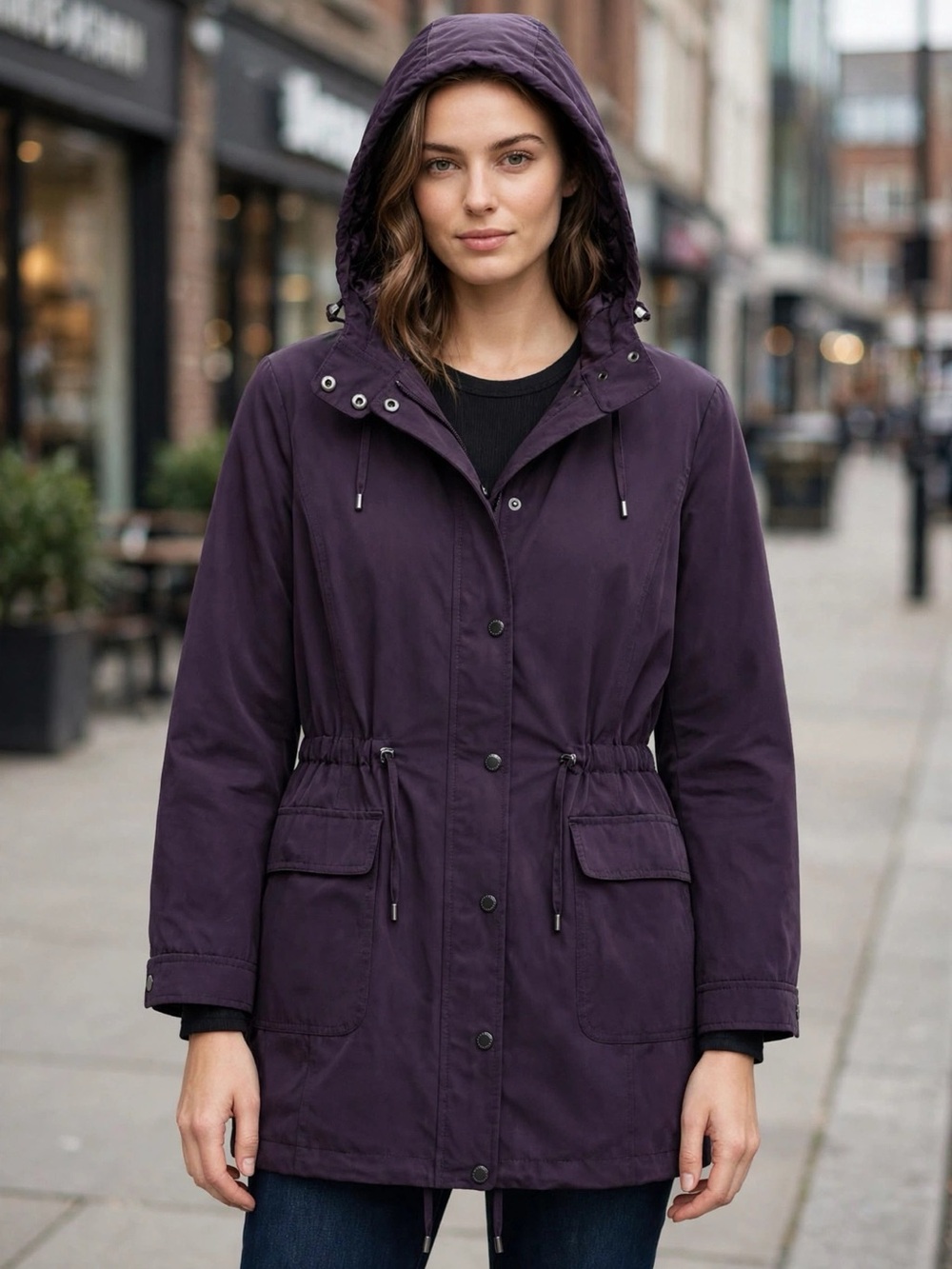 Talbots Hooded Trench Coat in Deep purple